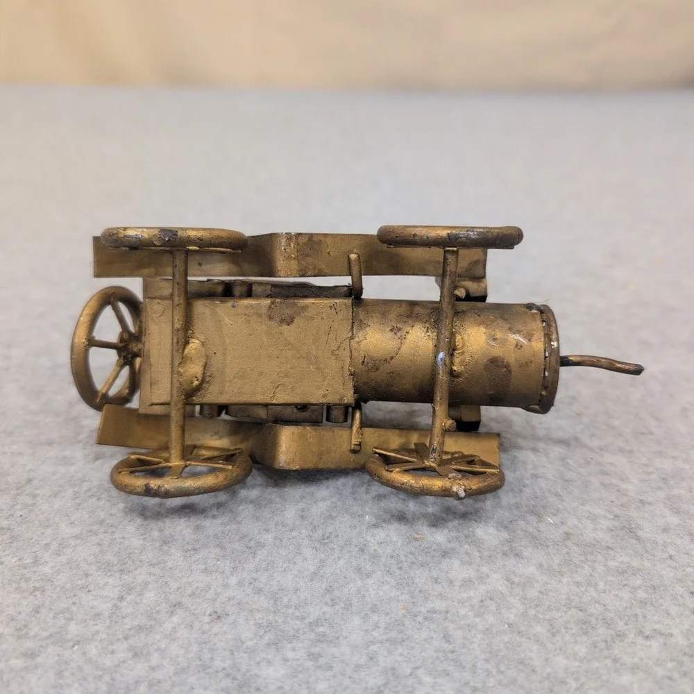 Vintage Style Metal Horseless Carriage Miniature Model Gold Tone Decor - Picture 7 of 7